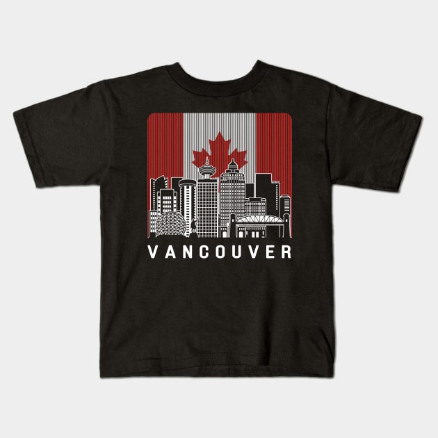 Vancouver Canada Skyline Flag Kids T-Shirt by travel2xplanet